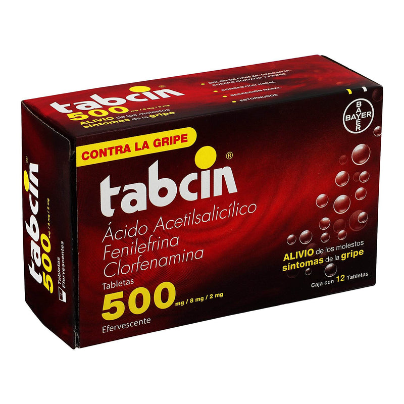 Tabcin Efervecente V 500Mg/8Mg/2Mg Con 12 Tabletas (Ac Acetilsalicilico/Fenilefrina/Clofernamina) - WeCare Pharma