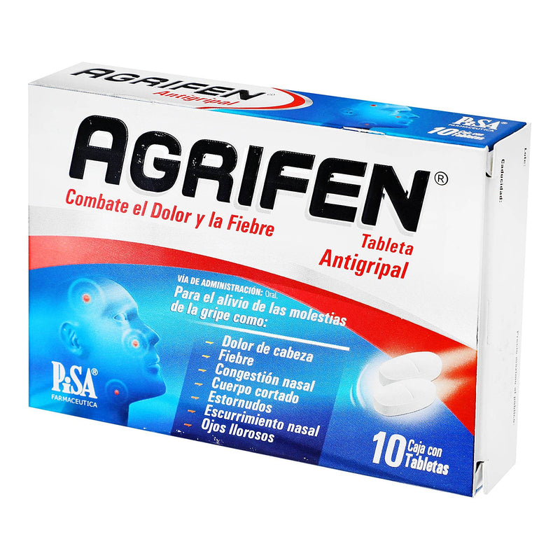 Agrifen 500Mg/25Mg/5Mg/4Mg Con 10 Tabletas (Paracetamol/Cafeina/Fenilefrina) - WeCare Pharma