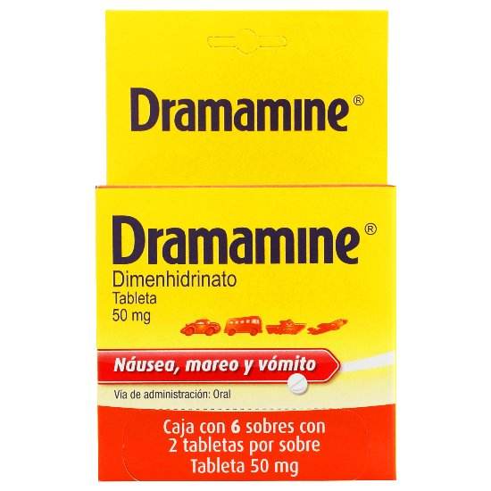 Dramamine 50Mg 6Sobres Con 2 Tabletas (Dimenhidrinato) - WeCare Pharma