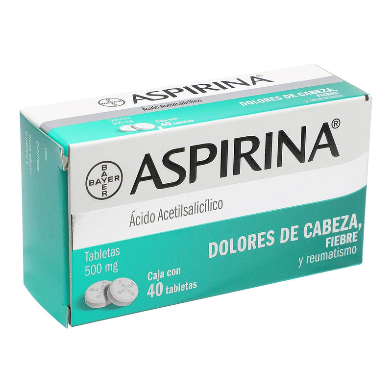 Aspirina 500Mg Con 40 Tabletas (Acido Acetilsalicilico) - WeCare Pharma