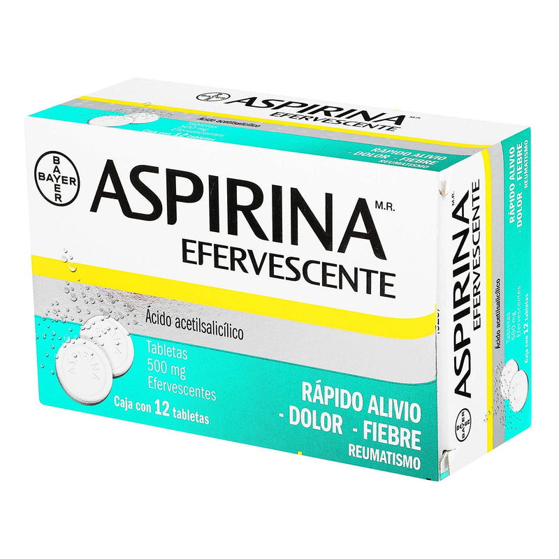 Aspirina Efervecente Vescente 500Mg Con 12 Tabletas (Acido Acetilsalicilico) - WeCare Pharma