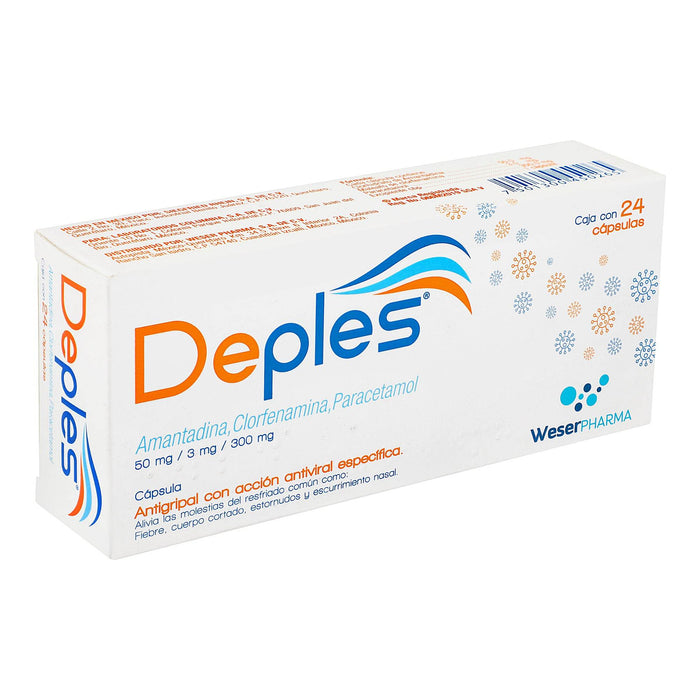 Deples (Amantadina/Clorfenamina/Paracetamol) 50/3/300Mg Capsulas Con 24 - WeCare Pharma