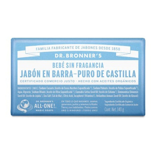 Jabon De Castilla Barra Baby Mild 140G Dr Bronners 018787506011