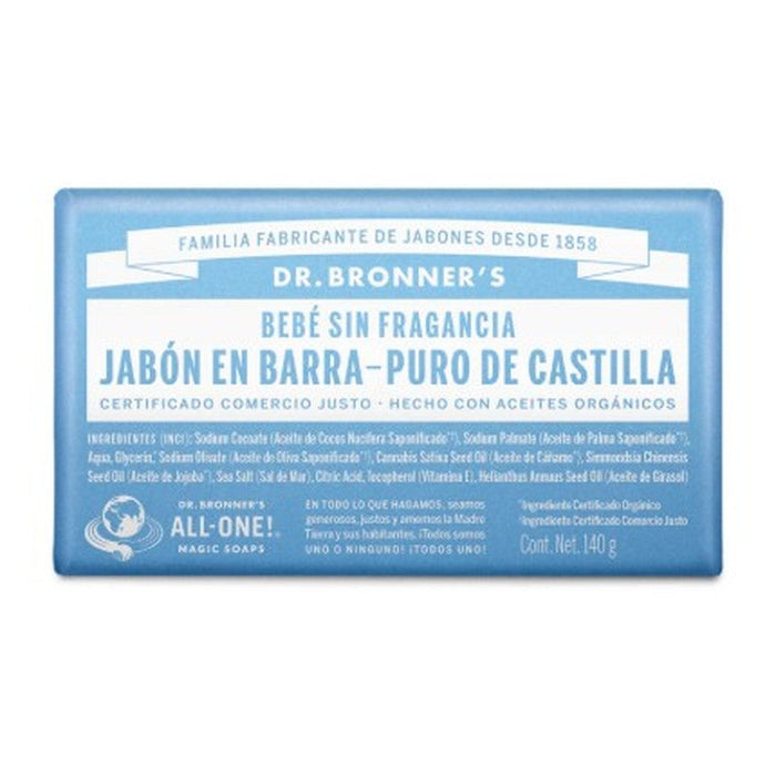 Jabon De Castilla Barra Baby Mild 140G Dr Bronners 018787506011