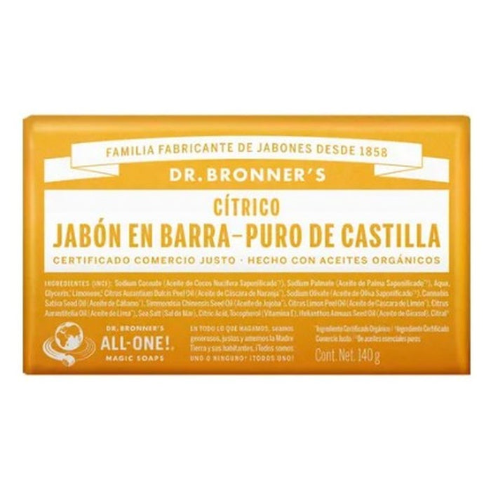 Jabon De Castilla Barra Citricos 140G Dr Bronners 018787506028