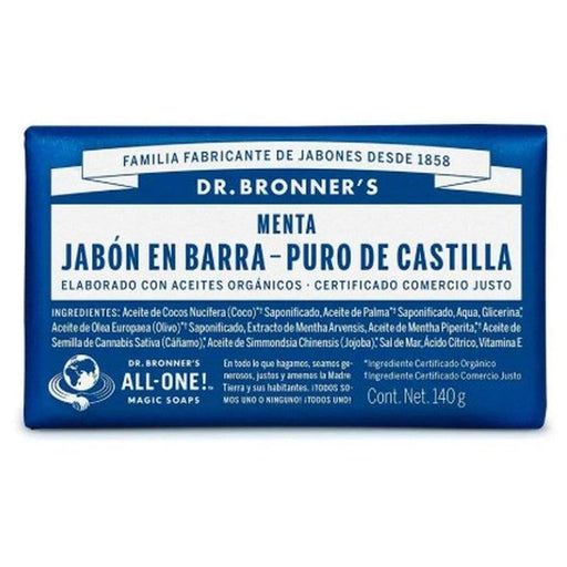 Jabon De Castilla Barra Menta 140G Dr Bronners 018787506059