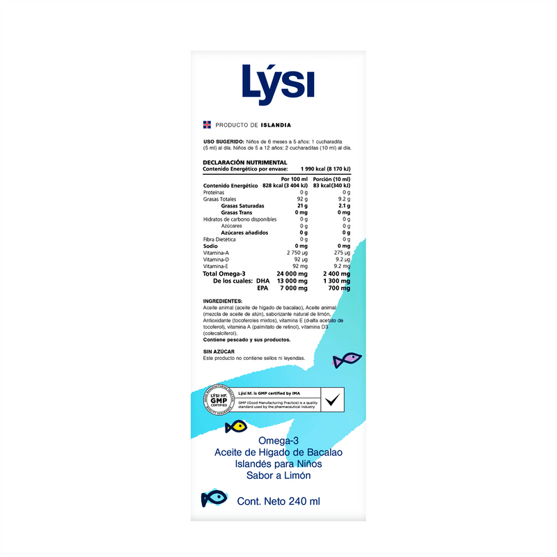Lysi Aceite De Higado De Bacalao Sabor Limon 240Ml 5690548863578 posterior