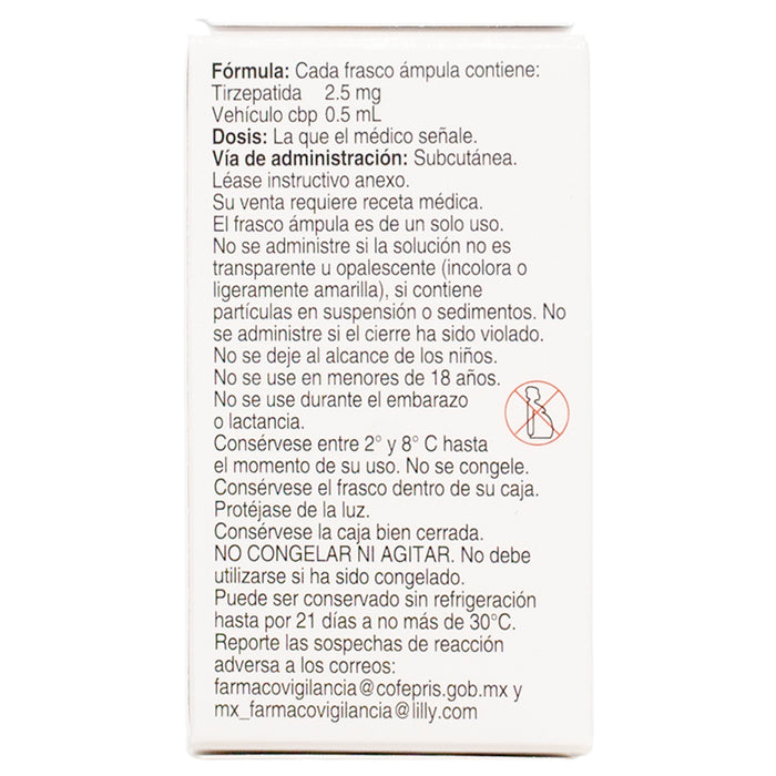 Mounjaro (Tirzepatida) Frasco Ampolleta 2.5Mg/0.5 Ml Con 1 Dosis Unica 7501082243635