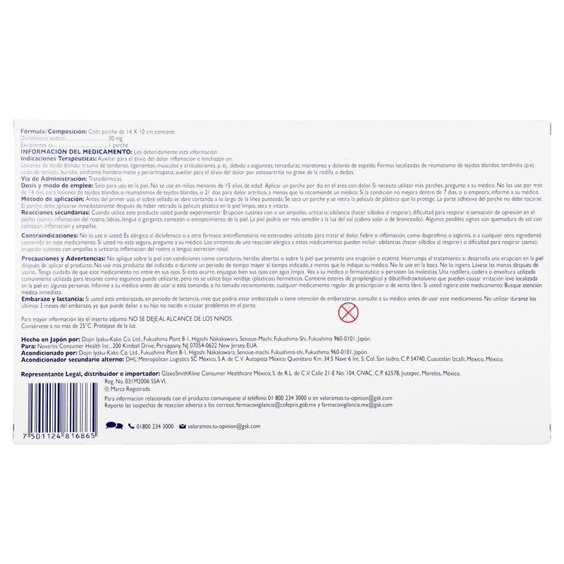 Voltaren Parche 30Mg Con 5 (Diclofenaco) - WeCare Pharma