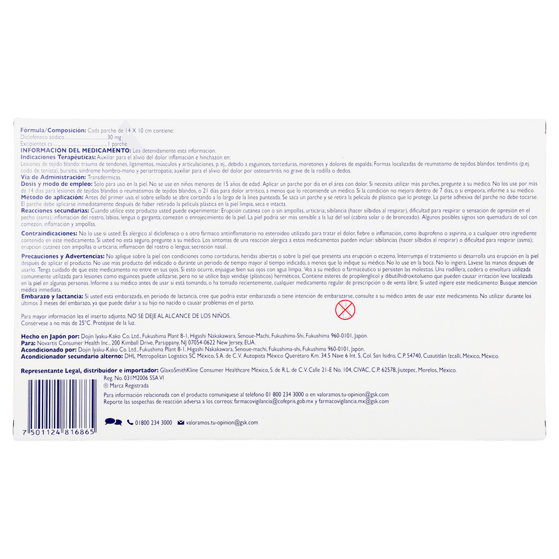 Voltaren Parche 30Mg Con 5 (Diclofenaco) - WeCare Pharma