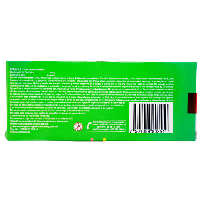 Zyrtec (Cetirizina) Tabletas Orosdispersable 10Mg Con 10 - WeCare Pharma