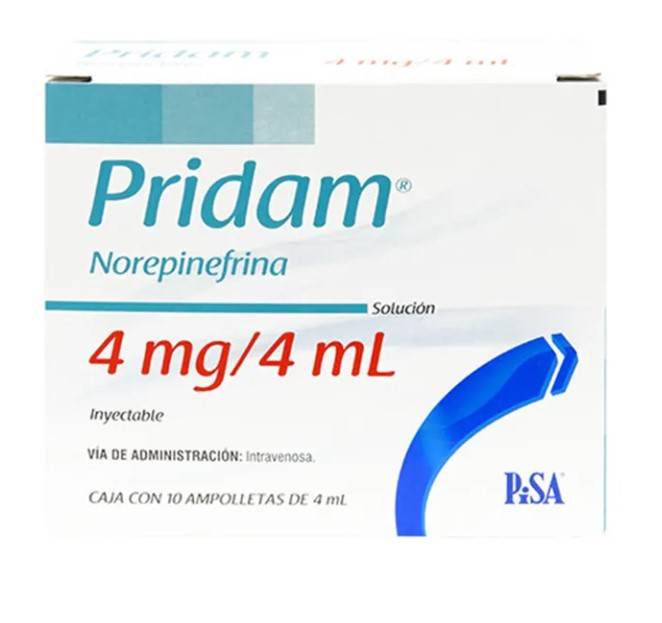 Pridam 4Mg/4Ml Con 10 Ampulas (Norepinefrina) - WeCare Pharma