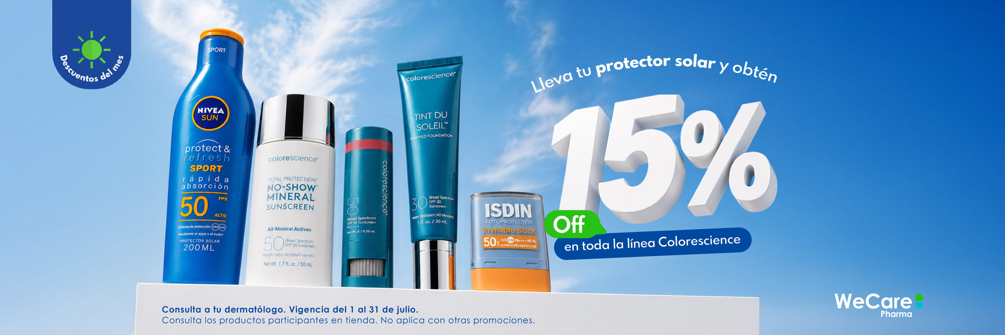 Promoción, lleva tu protector solar y obtén 15% de descuento en toda la línea de Colorescience