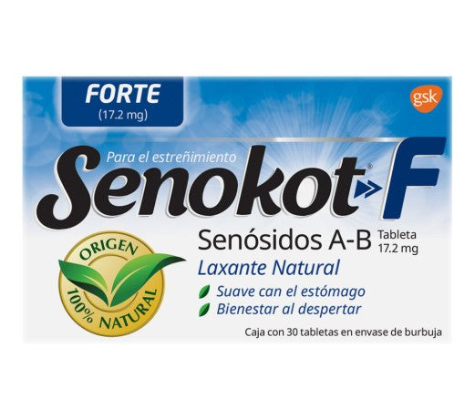 Senokot Forte Auxiliar Para El Estreñimiento 30 Tabletas