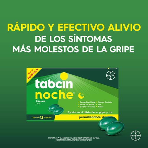 Tabcin Noche (Paracetamol/Dextrometorfano/Fenilefrina) Capsulas Con 12 7501008499702 promo 1