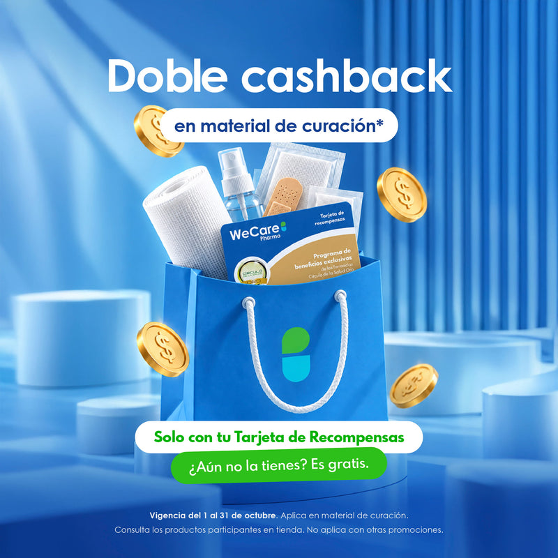Promoción, Doble cashback en material de curación - Solo con tu tarjeta de recompensas - Es gratis