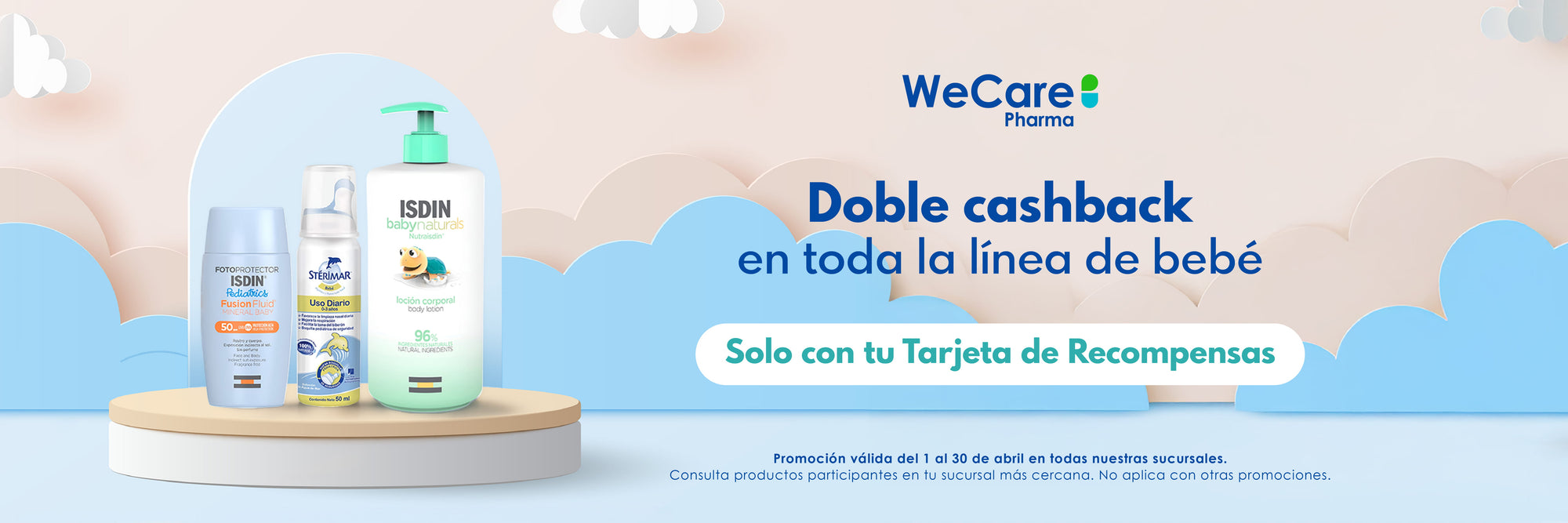 Doble Cashback en toda la línea de bebés, solo con tu tarjeta de recompensas en sucursales