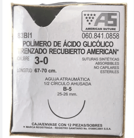 Acido Glicolico Tr Cal 3.0 67-70Cm Aguja B5 American Suture Con 1 Pieza 83Bi1 - WeCare Pharma