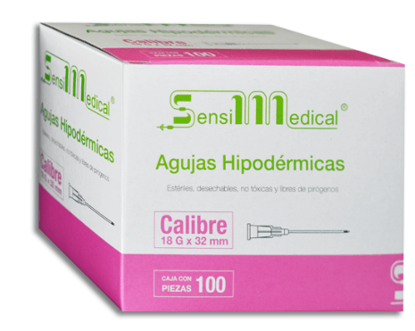 Aguja Hipodérmica 18Gx32Mm Con 100 Rosa Sensimedical - WeCare Pharma