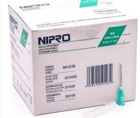 Aguja Hipodérmica 21Gx25Mm Con 1 Pieza Nipro Verde - WeCare Pharma