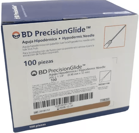 Aguja Hipodérmica Bd 20Gx32Mm Con 100 - WeCare Pharma