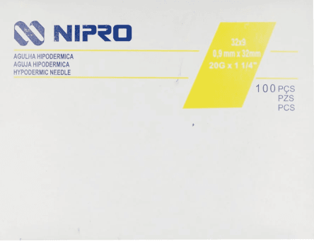 Aguja Hipodérmica Nipro Amarilla 20Gx25Mm Con 100 - WeCare Pharma