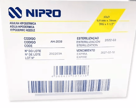 Aguja Hipodérmica Nipro Amarilla 20Gx38Mm Con 100 - WeCare Pharma