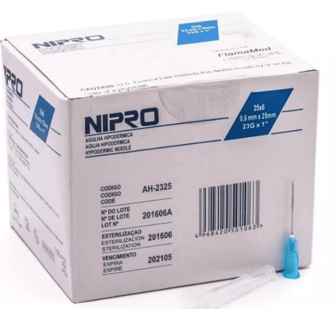 Aguja Hipodérmica Nipro Azul 23Gx25Mm Con 100 - WeCare Pharma