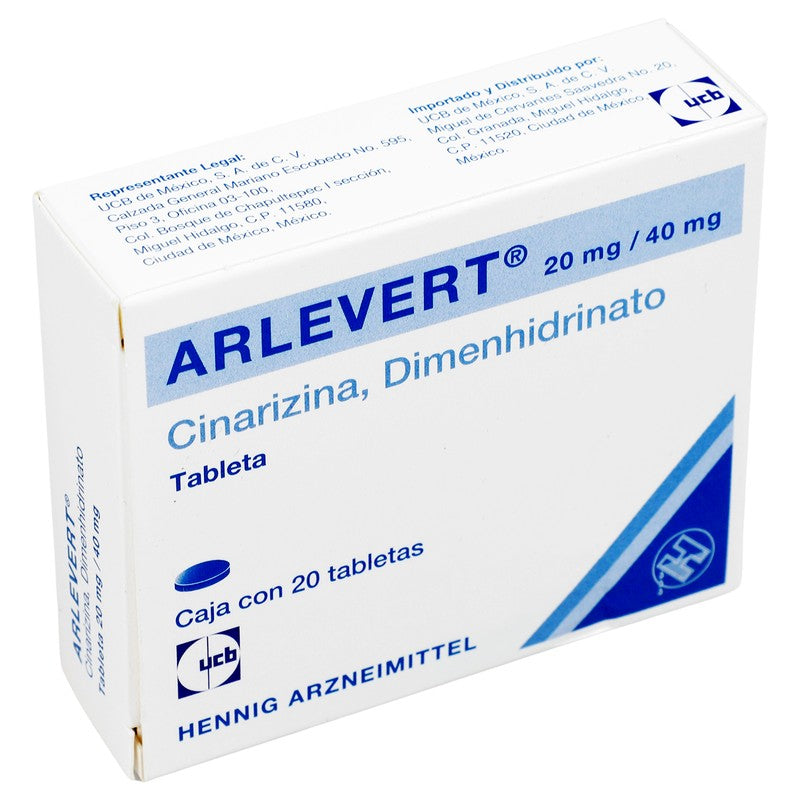 Arlevert CinarizinaDimenhidrinato Tabletas 20Mg40Mg Con 20 4039658000373 2