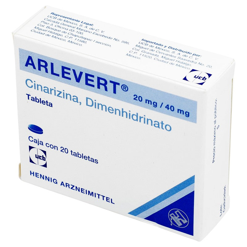 Arlevert CinarizinaDimenhidrinato Tabletas 20Mg40Mg Con 20 4039658000373 3