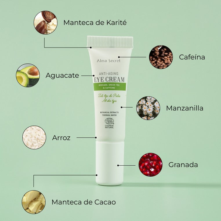 Alma Secret Contorno De Ojos Antiedad Con Aguacate, Té Verde Y Cafeina 10 Ml