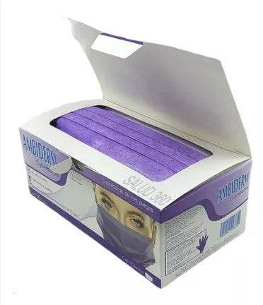Cubrebocas 3 Pliegos Ambiderm Adulto Morado Con 50 - WeCare Pharma