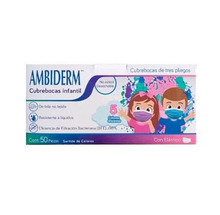 Cubrebocas 3 Pliegos Ambiderm Infantil Colorful Con 50 - WeCare Pharma