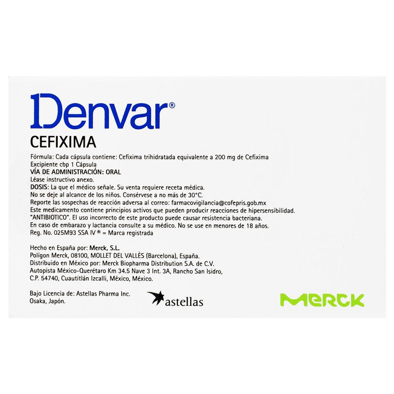 Denvar Cefixima Capsulas 200Mg Con 12 7501298216201 6