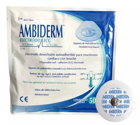 Electrodo Ecg Ovalado Adulto Con 50 Ambiderm - WeCare Pharma