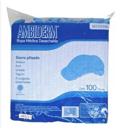 Gorro Plisado Desechable Ambiderm Con 100 - WeCare Pharma