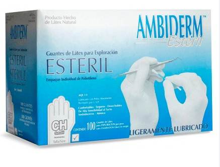 Guante De Látex Ambiderm Blanco Chico Con 100 - WeCare Pharma