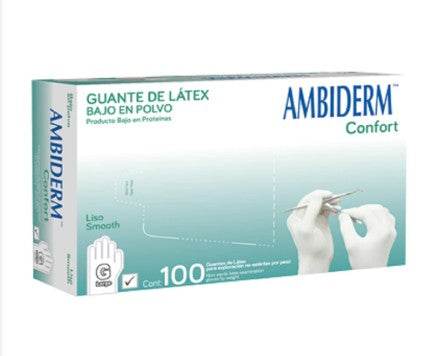 Guante De Látex Confort Liso Ambiderm Grande Con 100 - WeCare Pharma