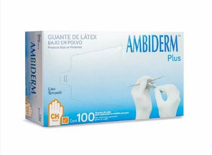 Guante De Látex Liso Ambiderm Plus Anaranjado Chico Con 100 - WeCare Pharma