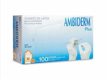Guante De Látex Liso Ambiderm Plus Anaranjado Mediano Con 100 - WeCare Pharma