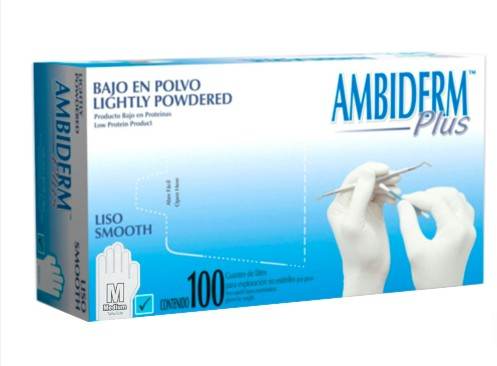 Guante De Látex Sin Polvo Ambiderm Mediano Con 100 - WeCare Pharma
