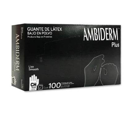 Guante De Látex Texturizado Ambiderm Negro Chico Con 100 - WeCare Pharma