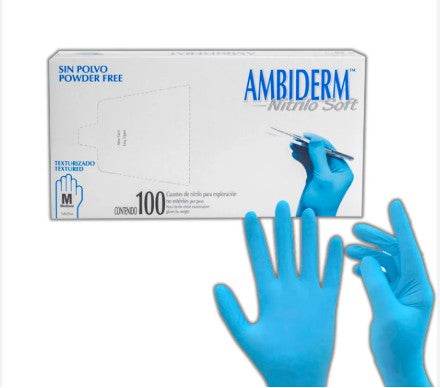 Guante De Nitrilo Ambiderm Azul Mediano Con 100 - WeCare Pharma