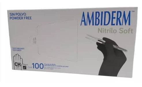 Guante De Nitrilo Ambiderm Negro Chico Con 100 - WeCare Pharma
