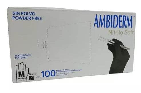 Guante De Nitrilo Ambiderm Negro Mediano Con 100 - WeCare Pharma