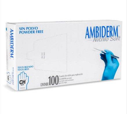 Guante De Nitrilo Soft Ambiderm Azul Chico Con 100 - WeCare Pharma