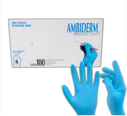 Guante De Nitrilo Soft Ambiderm Azul Grande Con 100 - WeCare Pharma