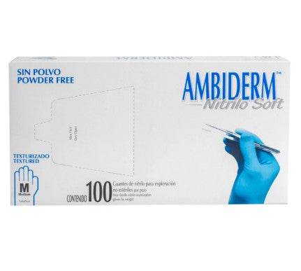 Guante De Nitrilo Soft Ambiderm Azul Mediano Con 100 - WeCare Pharma