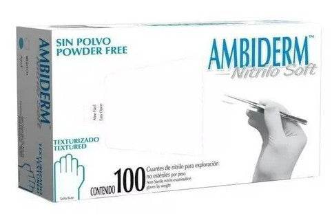 Guante De Nitrilo Soft Ambiderm Blanco Mediano Con 100 - WeCare Pharma