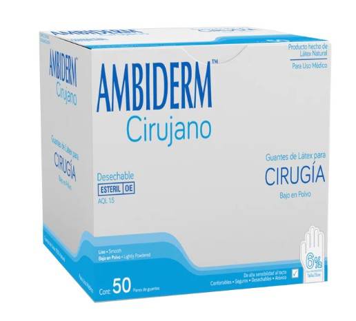 Guante Estéril Cirugia 6.5 Ambiderm Con 50 - WeCare Pharma